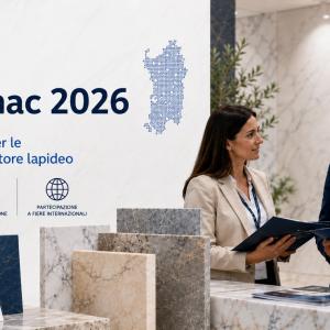 “Voucher Marmomac 2026” La Regione Sardegna concede voucher fino a 23.000 euro alle imprese sarde del settore lapideo per partecipare a Marmomac 2026, fiera internazionale in programma a Verona dal 22 al 25 settembre 2026. Il contributo sostiene costi di partecipazione, stand, viaggio, soggiorno, spedizione materiali e interpreti.